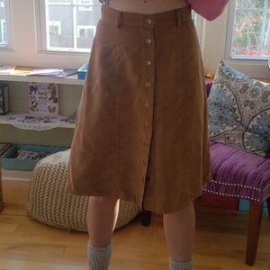 Suede like knee length skirt